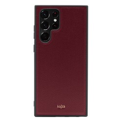 Galaxy S22 Ultra Kılıf Kajsa Luxe Collection Hakiki Deri Kapak Kırmızı