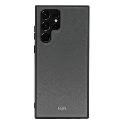 Galaxy S22 Ultra Kılıf Kajsa Luxe Collection Hakiki Deri Kapak Gri