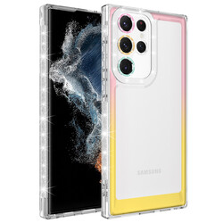 Galaxy S22 Ultra Kılıf Simli ve Renk Geçiş Tasarımlı Lens Korumalı Zore Park Kapak - Zore