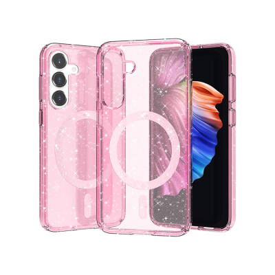 Galaxy S23 FE Kılıf M-safe Şarj Özellikli Parlayan Simli Saydam Renkli Zore Allstar Kapak - Zore