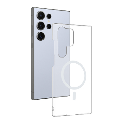 Galaxy S23 Ultra Camera Protected M-Safe Charging Transparent Zore London Hard PC Case - Zore