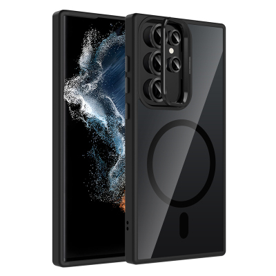 Galaxy S23 Ultra Case Stand Camera Lens Gift M-Safe Charging Feature Zore Etro Cover - Zore