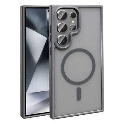 Galaxy S23 Ultra Kılıf M-safe Şarj Özellikli Mat Arka Yüzey Zore Sio Kapak - Zore