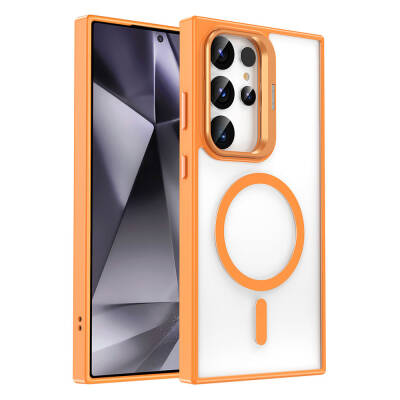 Galaxy S23 Ultra Kılıf M-safe Şarj Özellikli Standlı Zore M-safe Klon Kapak - Zore