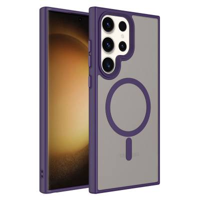 Galaxy S23 Ultra Kılıf Mat Arka Yüzey Wireless Şarj Özellikli Zore Flet M-safe Kapak - Zore