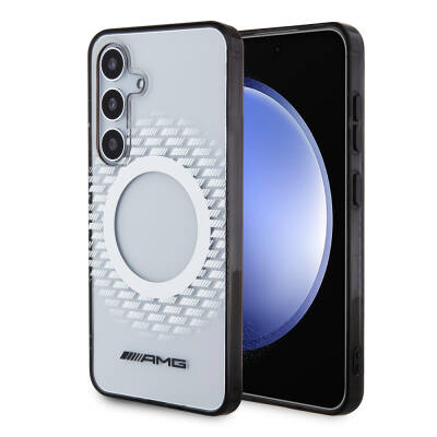 Galaxy S24 Case AMG Original Licensed Magsafe Charging Featured Rhombus Patterned Transparent Cover - AMG