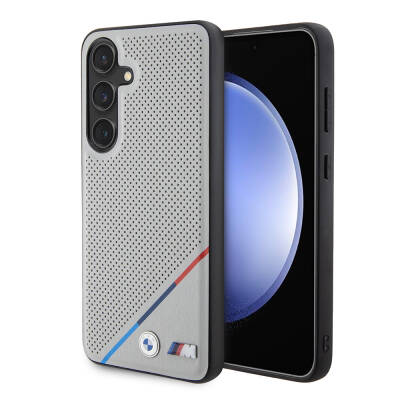 Galaxy S24 Case BMW Original Licensed Three Stripes Perforated Leather Cover with M Logo with Magsafe Charging Feature - BMW