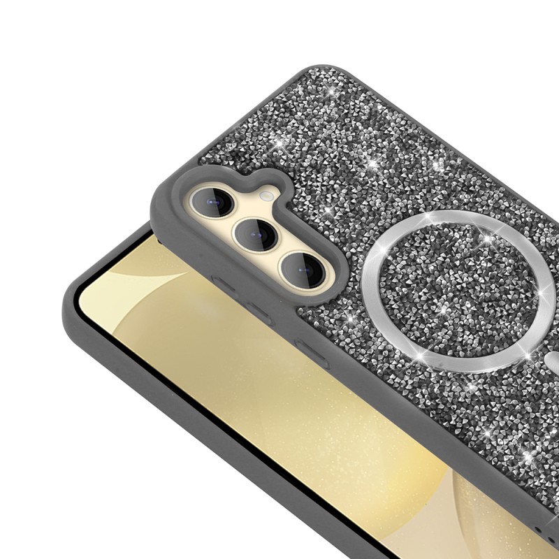 Galaxy S24 FE Case Diamond Design Magsafe Charging Feature Zore Mosaic Silicone Cover - 10