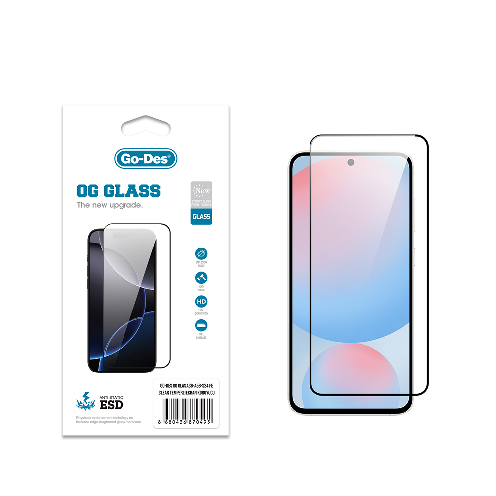 Galaxy S24 FE Go Des OG Glass Antistatik Temperli Cam Ekran Koruyucu