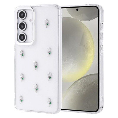 Galaxy S24 FE Kılıf Airbag Tasarımlı Simli Şeffaf Zore Kutup Kapak - Zore