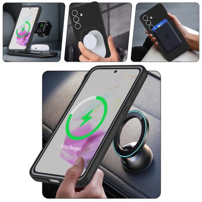 Galaxy S24 FE Kılıf M-safe Şarj Özellikli Standlı Zore Samara Kapak - 10