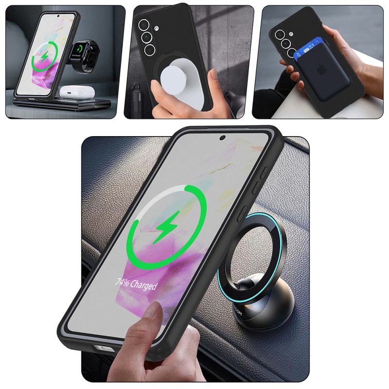 Galaxy S24 FE Kılıf M-safe Şarj Özellikli Standlı Zore Samara Kapak - 10