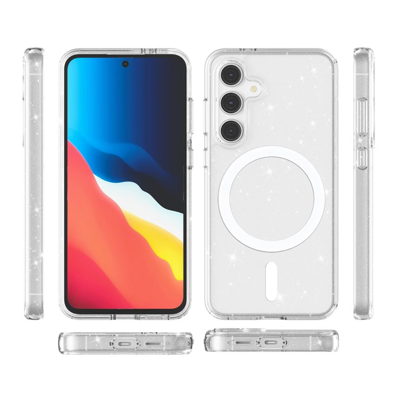 Galaxy S24 FE Kılıf M-safe Şarj Özellikli Parlayan Simli Saydam Renkli Zore Allstar Kapak - 6
