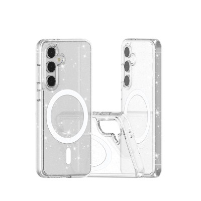 Galaxy S24 FE Kılıf M-safe Şarj Özellikli Parlayan Simli Saydam Renkli Zore Allstar Kapak - 5