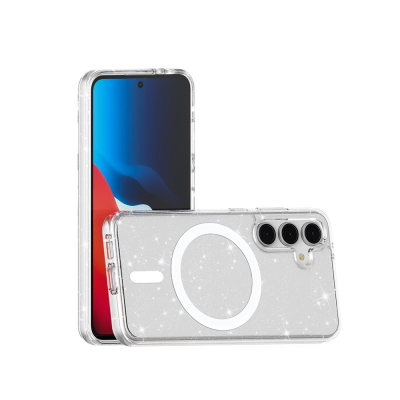 Galaxy S24 FE Kılıf M-safe Şarj Özellikli Parlayan Simli Saydam Renkli Zore Allstar Kapak - Zore