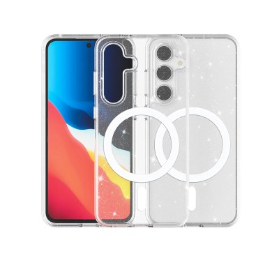 Galaxy S24 FE Kılıf M-safe Şarj Özellikli Parlayan Simli Saydam Renkli Zore Allstar Kapak - 3