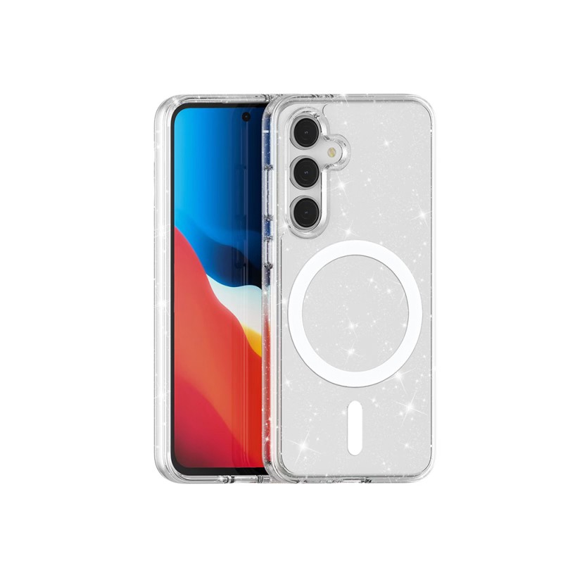 Galaxy S24 FE Kılıf M-safe Şarj Özellikli Parlayan Simli Saydam Renkli Zore Allstar Kapak - 2