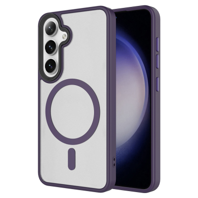 Galaxy S24 FE Kılıf Sert PC Arka Yüzey Wireless Şarj Özellikli Zore Flet M-safe Kapak - Zore