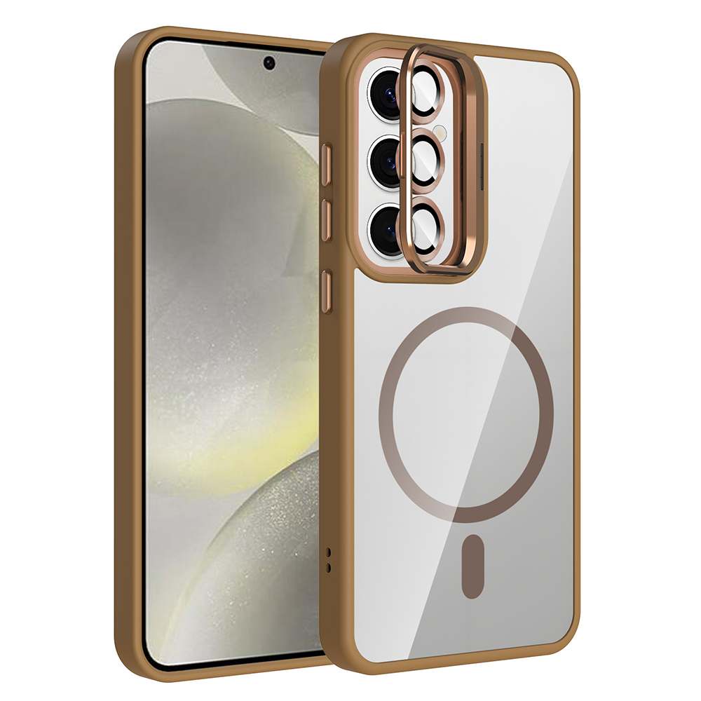 Galaxy S24 FE Kılıf Standlı ve Kamera Lens Hediyeli M-Safe Şarj Özellikli NXXA Etro Kapak - Desert T
