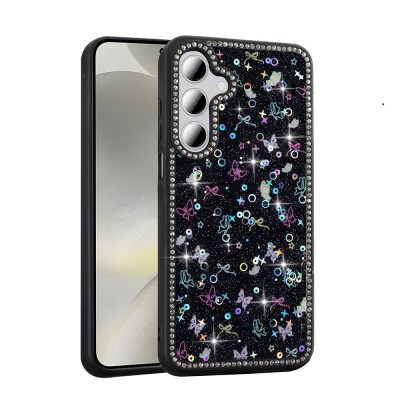 Galaxy S24 FE Kılıf Taşlı ve Simli Tasarım Zore Azra Kapak - 3
