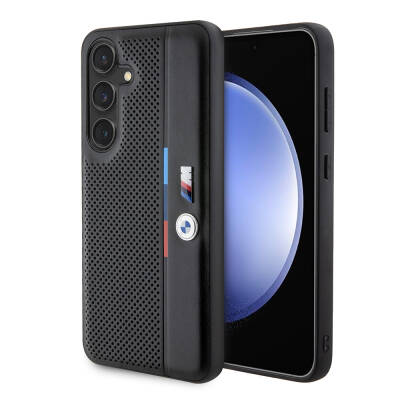 Galaxy S24 Kılıf BMW Orjinal Lisanslı M Logolu Üç Renk Çizgili Delikli Detail Line Kapak - BMW