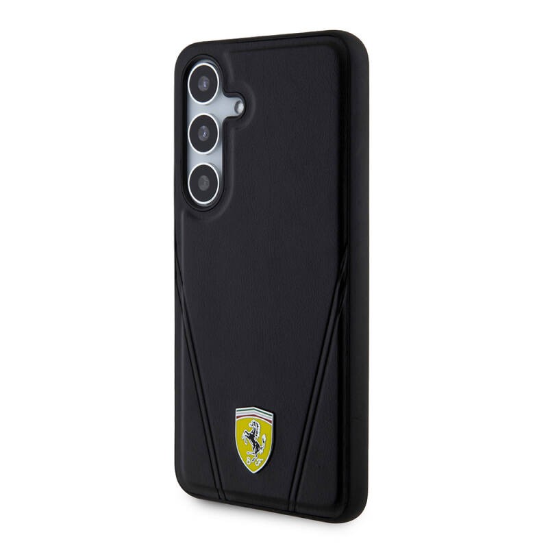 Galaxy S24 Kılıf Ferrari Orjinal Lisanslı M-safe Şarj Özellikli Sıcak Baskı V Çizgili Deri Kapak - 2