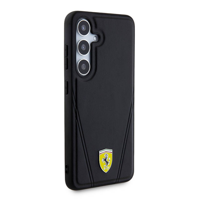 Galaxy S24 Kılıf Ferrari Orjinal Lisanslı M-safe Şarj Özellikli Sıcak Baskı V Çizgili Deri Kapak - 3
