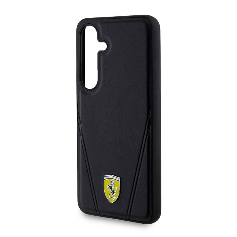Galaxy S24 Kılıf Ferrari Orjinal Lisanslı M-safe Şarj Özellikli Sıcak Baskı V Çizgili Deri Kapak - 5