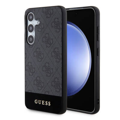 Galaxy S24 Kılıf Guess Orjinal Lisanslı PU Deri Şerit Logo Dizaynlı Kapak - Guess