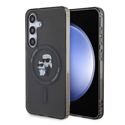 Galaxy S24 Kılıf Karl Lagerfeld Orjinal Lisanslı M-safe Şarj Özellikli Karl & Choupette IML Baskılı Kapak - Karl Lagerfeld