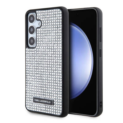 Galaxy S24 Kılıf Karl Lagerfeld Taşlı Metal Logo Orjinal Lisanslı Kapak - Karl Lagerfeld