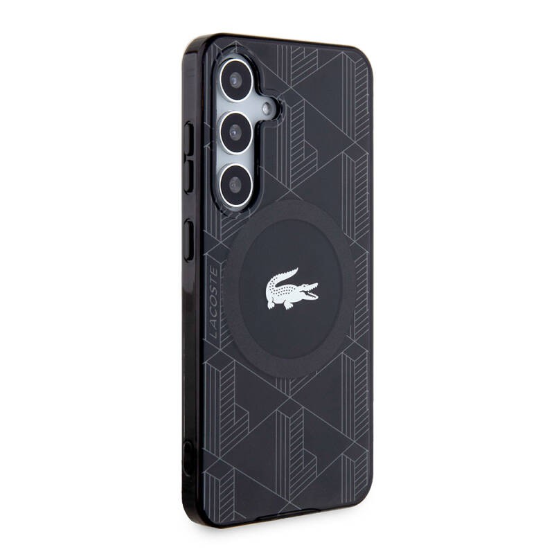 Galaxy S24 Kılıf Lacoste Orjinal Lisanslı M-safe Şarj Özellikli Çift Katmanlı Timsah Logolu Blend Monogram Kapak - 3