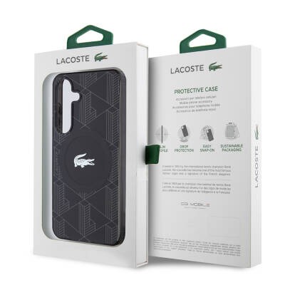 Galaxy S24 Kılıf Lacoste Orjinal Lisanslı M-safe Şarj Özellikli Çift Katmanlı Timsah Logolu Blend Monogram Kapak - 7