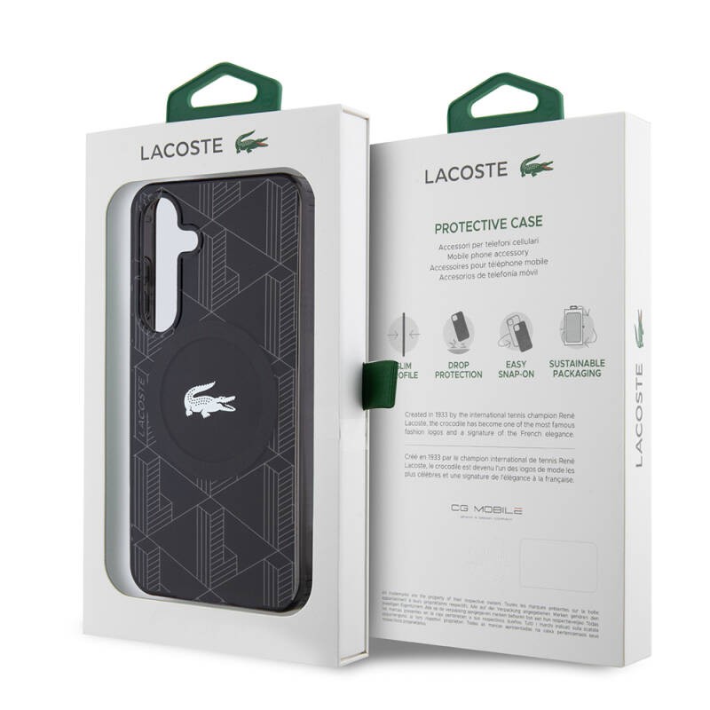 Galaxy S24 Kılıf Lacoste Orjinal Lisanslı M-safe Şarj Özellikli Çift Katmanlı Timsah Logolu Blend Monogram Kapak - 7