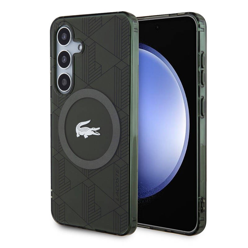 Galaxy S24 Kılıf Lacoste Orjinal Lisanslı M-safe Şarj Özellikli Çift Katmanlı Timsah Logolu Blend Monogram Kapak - 9