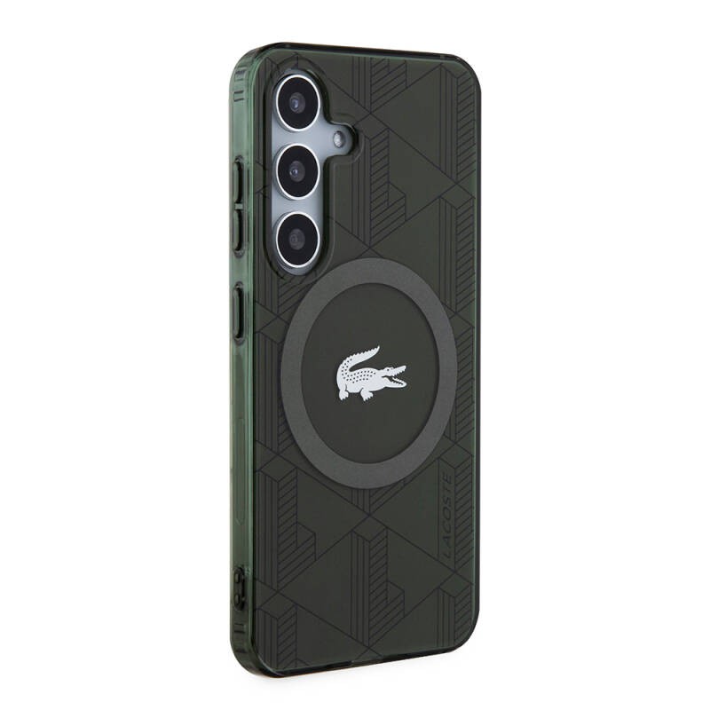 Galaxy S24 Kılıf Lacoste Orjinal Lisanslı M-safe Şarj Özellikli Çift Katmanlı Timsah Logolu Blend Monogram Kapak - 11