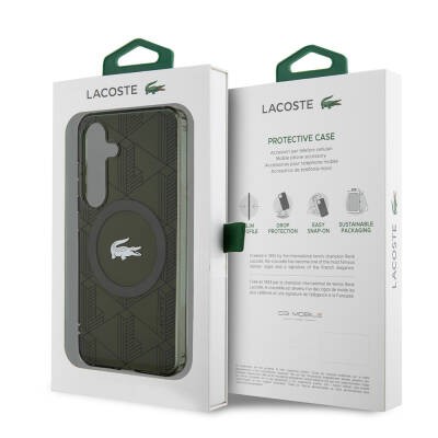 Galaxy S24 Kılıf Lacoste Orjinal Lisanslı M-safe Şarj Özellikli Çift Katmanlı Timsah Logolu Blend Monogram Kapak - 15