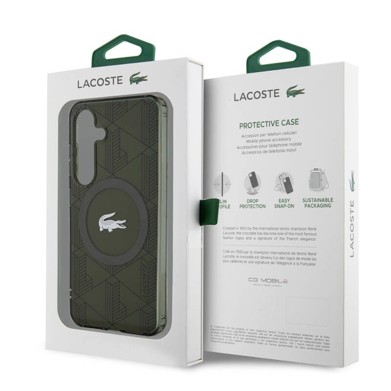 Galaxy S24 Kılıf Lacoste Orjinal Lisanslı M-safe Şarj Özellikli Çift Katmanlı Timsah Logolu Blend Monogram Kapak - 15