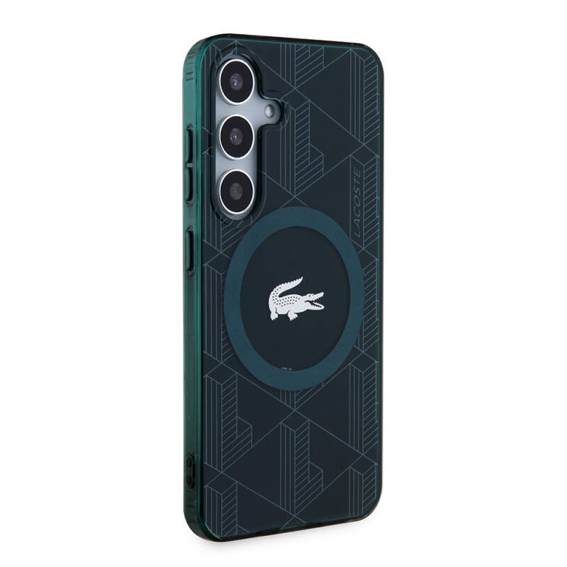 Galaxy S24 Kılıf Lacoste Orjinal Lisanslı M-safe Şarj Özellikli Çift Katmanlı Timsah Logolu Blend Monogram Kapak - 19