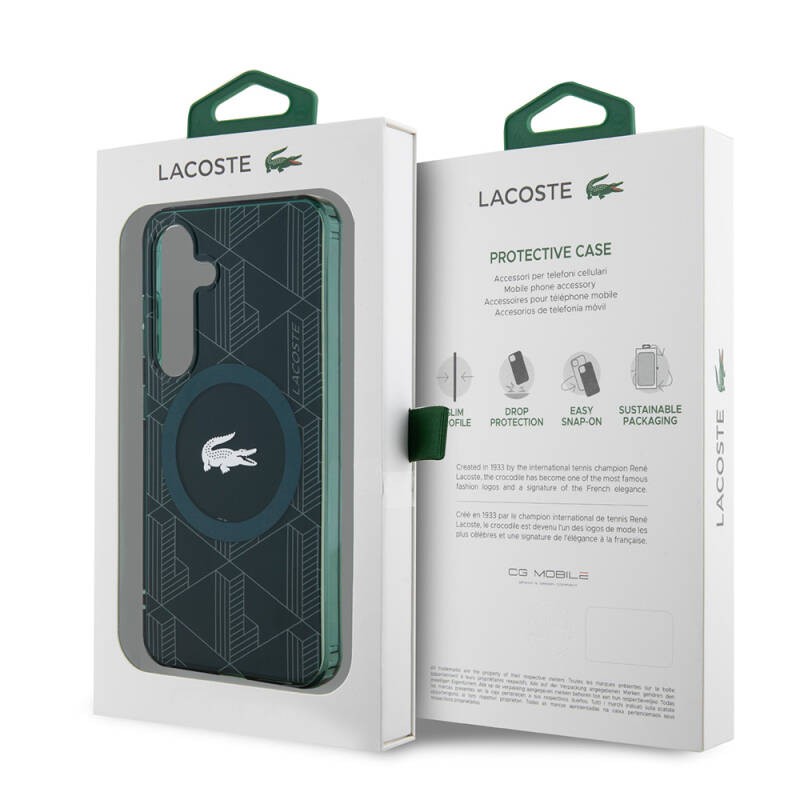 Galaxy S24 Kılıf Lacoste Orjinal Lisanslı M-safe Şarj Özellikli Çift Katmanlı Timsah Logolu Blend Monogram Kapak - 23