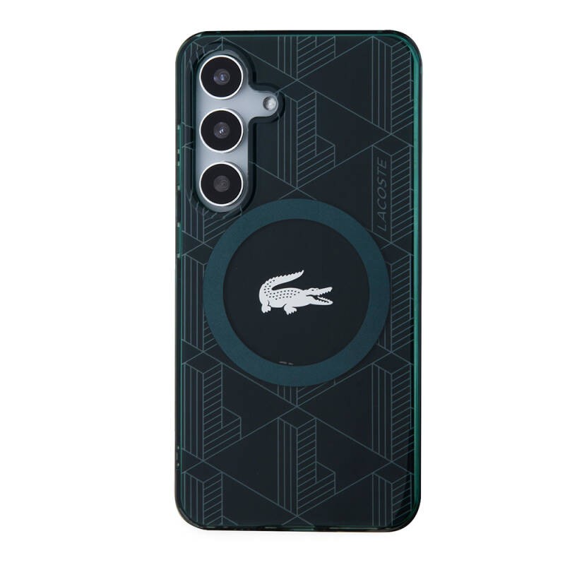 Galaxy S24 Kılıf Lacoste Orjinal Lisanslı M-safe Şarj Özellikli Çift Katmanlı Timsah Logolu Blend Monogram Kapak - 24