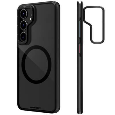 Galaxy S24 Kılıf M-safe Şarj Özellikli Sararma Önleyici Youngkit Crystal Grid Kapak - Youngkit