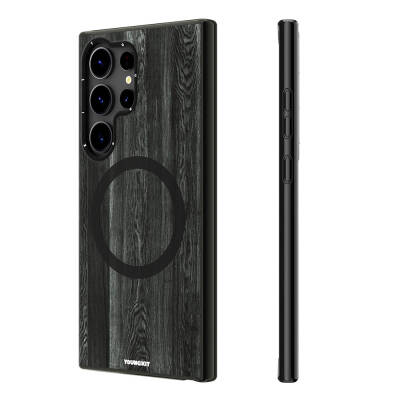 Galaxy S24 Ultra Kılıf M-safe Şarj Özellikli Sararmaya Dayanıklı Youngkit Wood Forest Serisi Kapak - Youngkit
