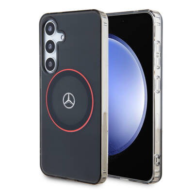 Galaxy S24 Kılıf Mercedes Benz Orjinal Lisanslı M-safe Şarj Özellikli IML Yıldız Logolu Red Ring Kapak - Mercedes Benz