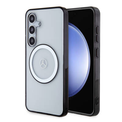 Galaxy S24 Kılıf Mercedes Benz Orjinal Lisanslı M-safe Şarj Özellikli PC TPU Transparan Black Ring Kapak - Mercedes Benz