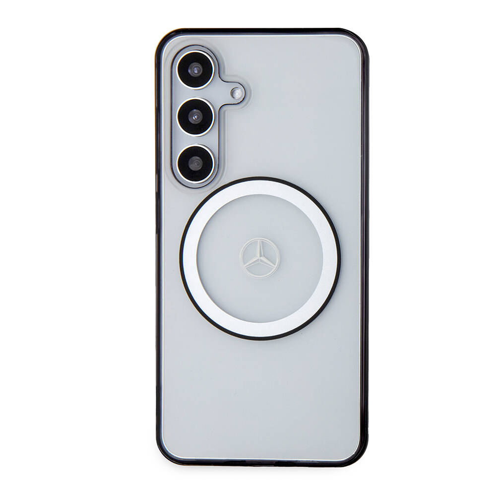 Galaxy S24 Kılıf Mercedes Benz Orjinal Lisanslı M-safe Şarj Özellikli PC TPU Transparan Black Ring Kapak - Renksiz