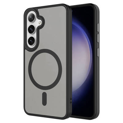 Galaxy S24 Kılıf Sert PC Arka Yüzey Wireless Şarj Özellikli Zore Flet M-safe Kapak - Zore