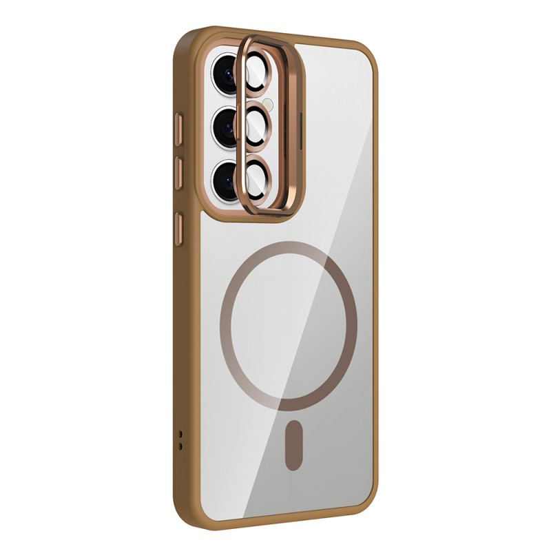 Galaxy S24 Kılıf Standlı ve Kamera Lens Hediyeli M-Safe Şarj Özellikli Zore Etro Kapak - 10