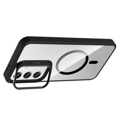 Galaxy S24 Kılıf Standlı ve Kamera Lens Hediyeli M-Safe Şarj Özellikli Zore Etro Kapak - 15