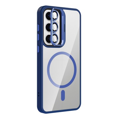 Galaxy S24 Kılıf Standlı ve Kamera Lens Hediyeli M-Safe Şarj Özellikli Zore Etro Kapak - 12